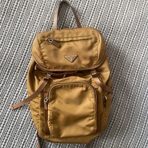 Prada backpack, tobacco tone, nylon & calfskin